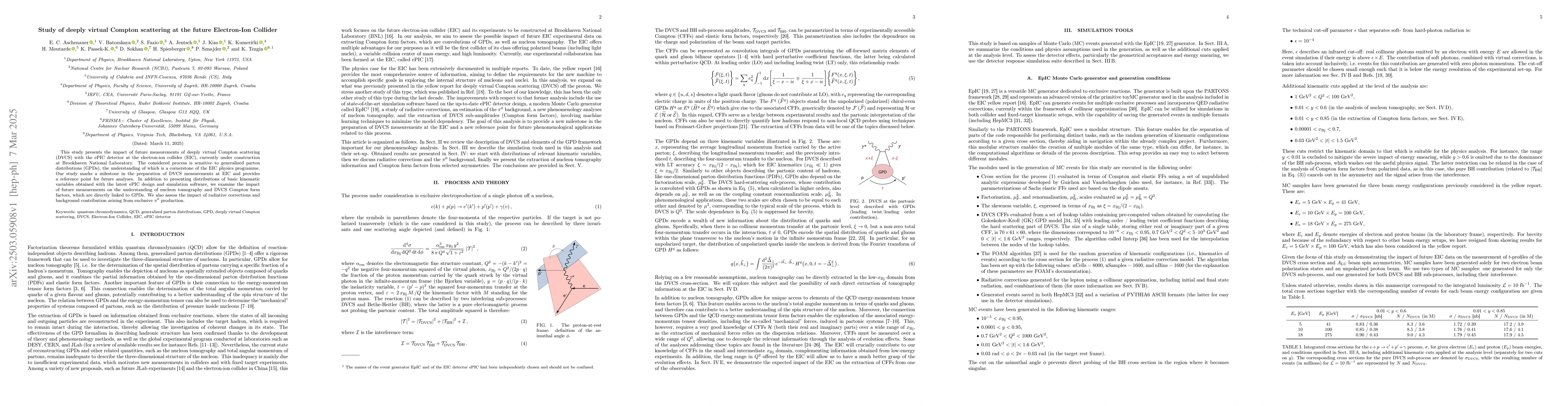 Thumbnail for Study of deeply virtual Compton scattering at the future Electron-Ion
  Collider