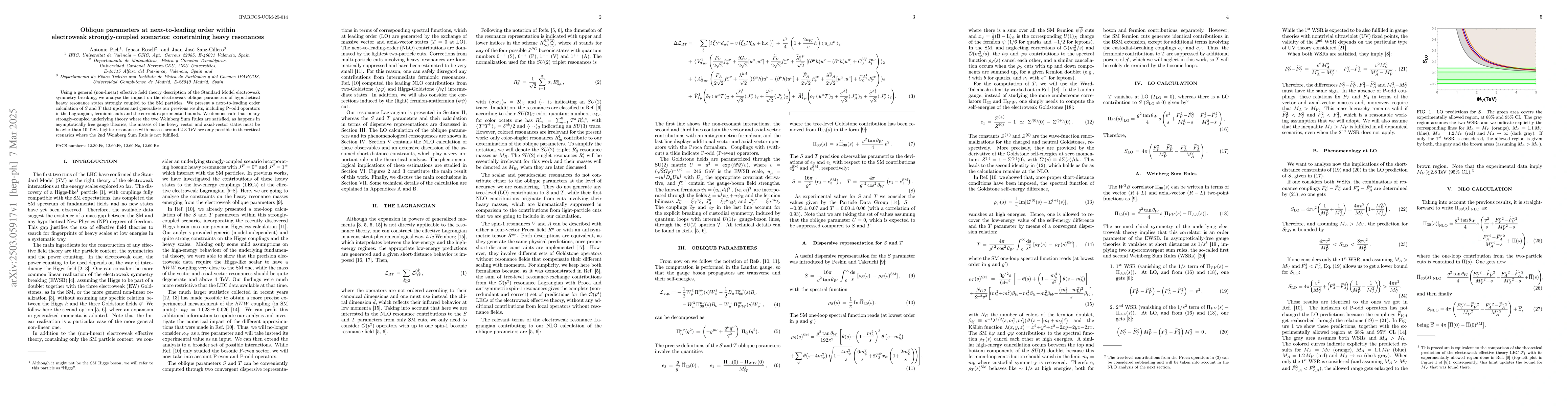 Thumbnail for Oblique parameters at next-to-leading order within electroweak
  strongly-coupled scenarios: constraining heavy resonances