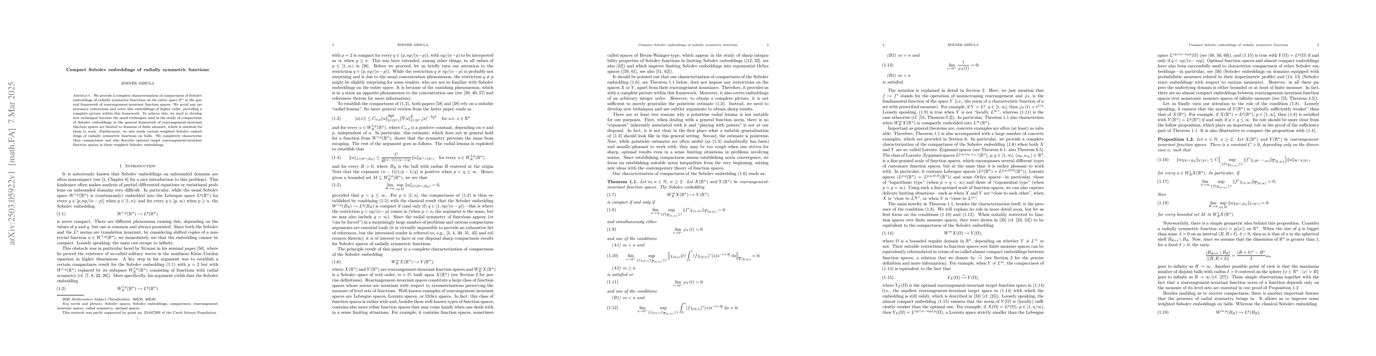 Thumbnail for Compact Sobolev embeddings of radially symmetric functions