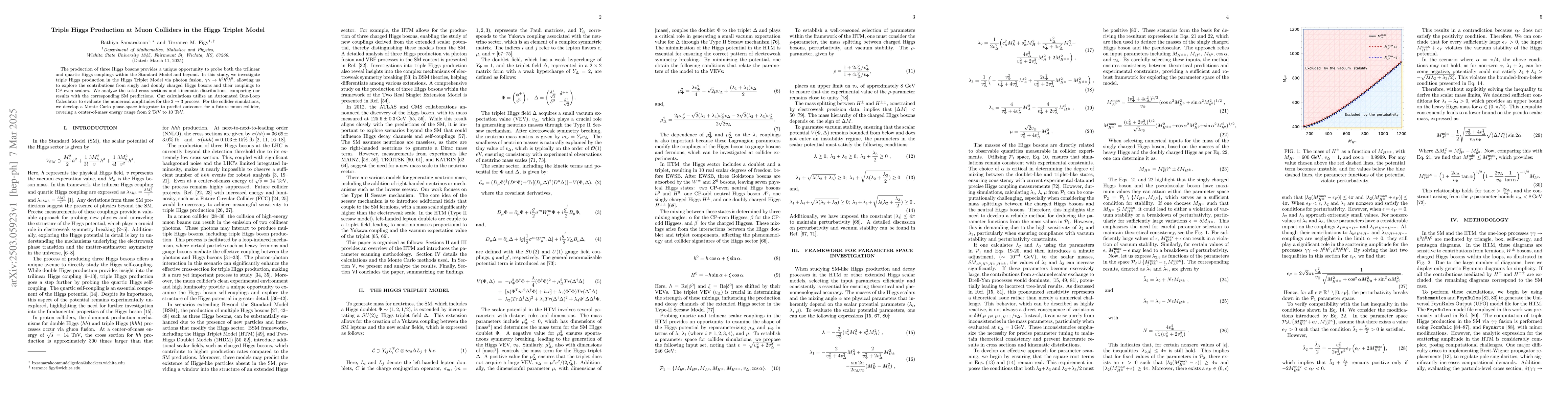 Thumbnail for Triple Higgs Production at Muon Colliders in the Higgs Triplet Model