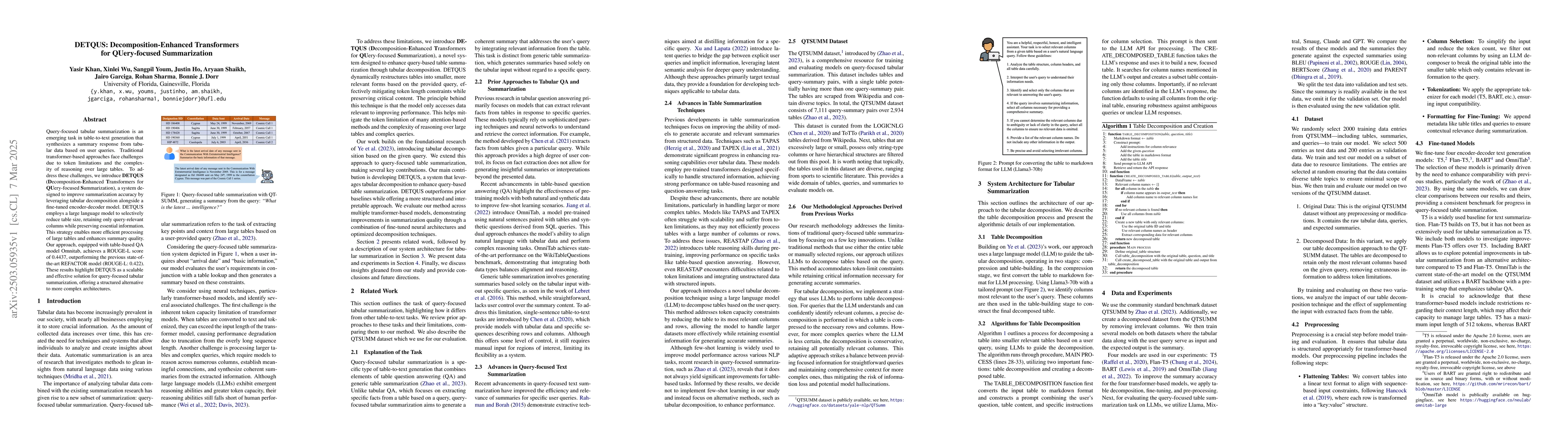 Thumbnail for DETQUS: Decomposition-Enhanced Transformers for QUery-focused
  Summarization
