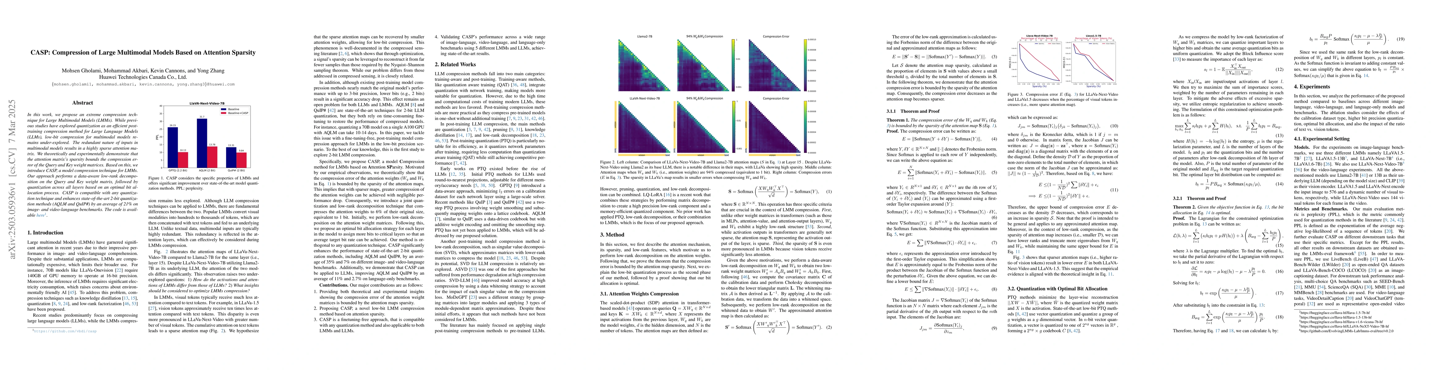 Thumbnail for CASP: Compression of Large Multimodal Models Based on Attention Sparsity