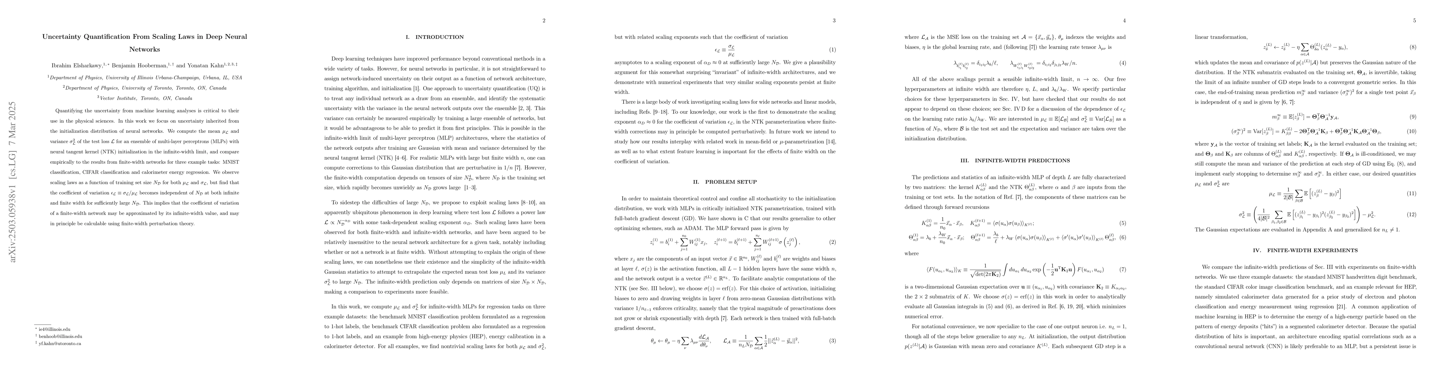 Thumbnail for Uncertainty Quantification From Scaling Laws in Deep Neural Networks