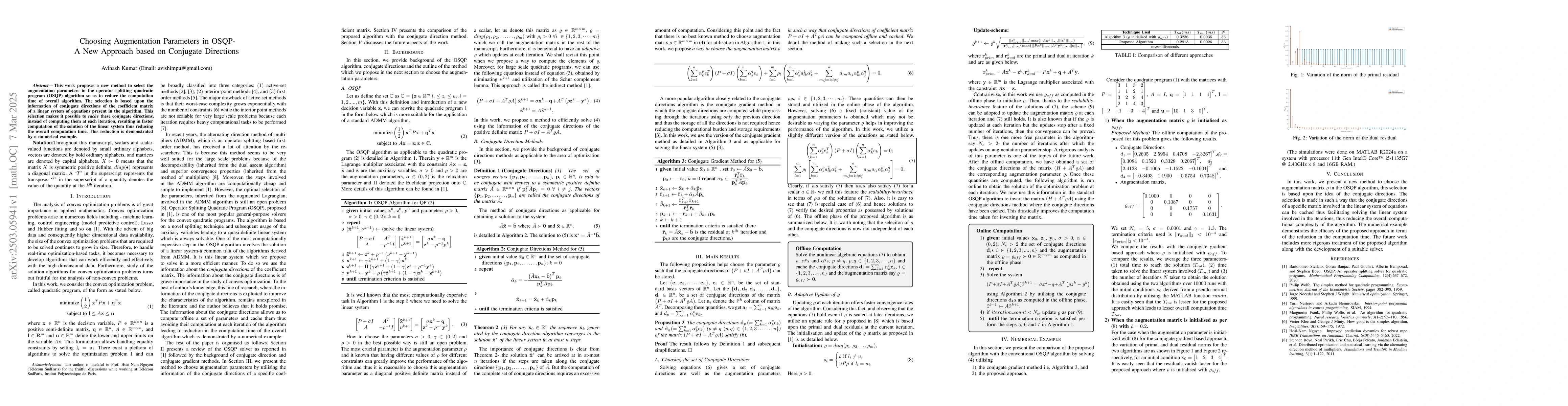 Thumbnail for Choosing Augmentation Parameters in OSQP- A New Approach based on
  Conjugate Directions