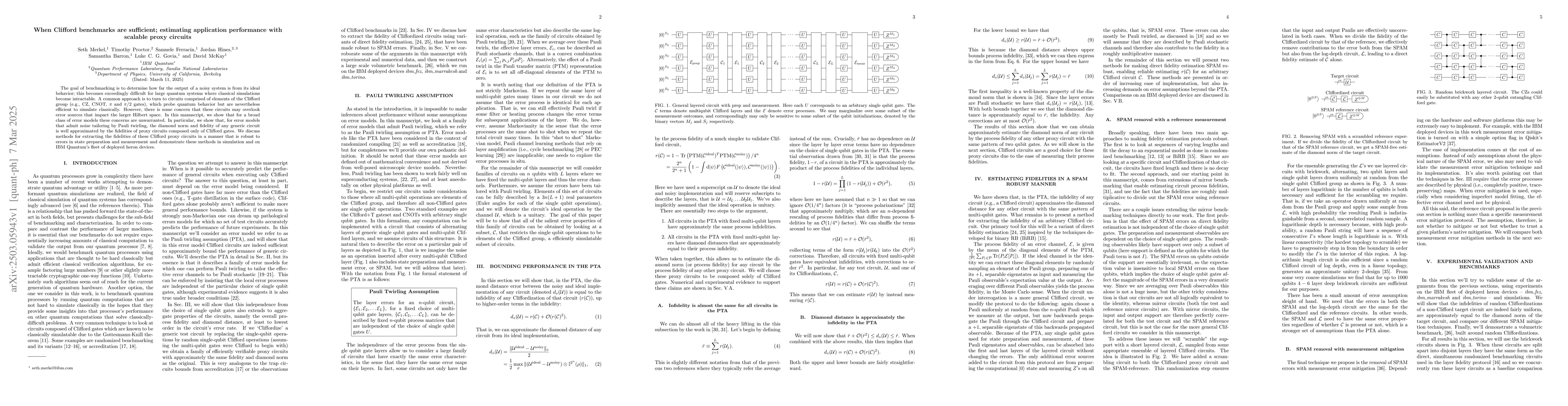 Thumbnail for When Clifford benchmarks are sufficient; estimating application
  performance with scalable proxy circuits