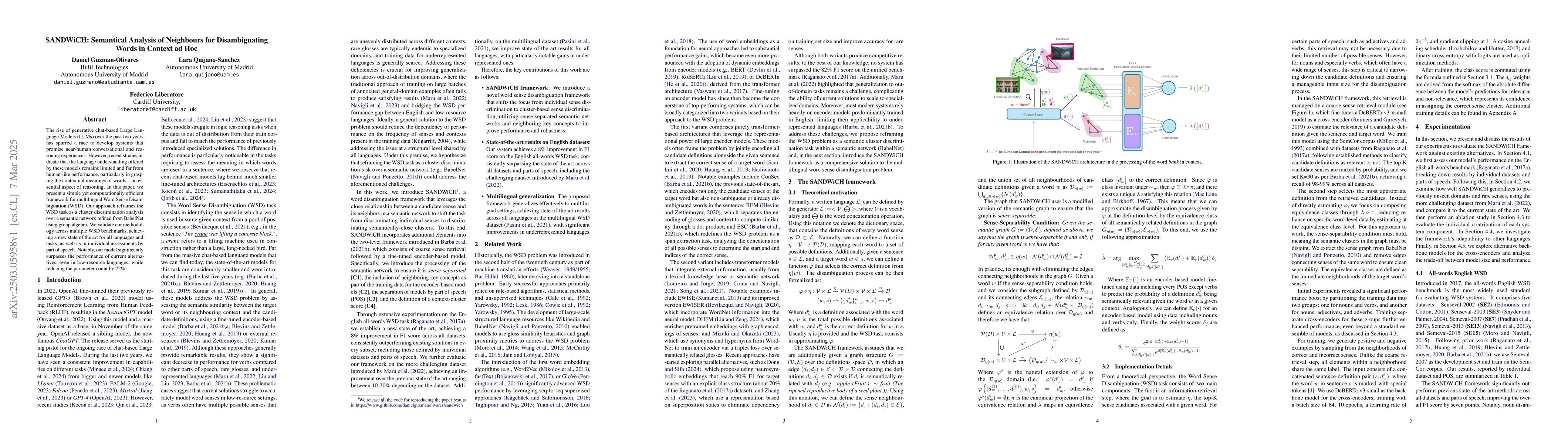 Thumbnail for SANDWiCH: Semantical Analysis of Neighbours for Disambiguating Words in
  Context ad Hoc