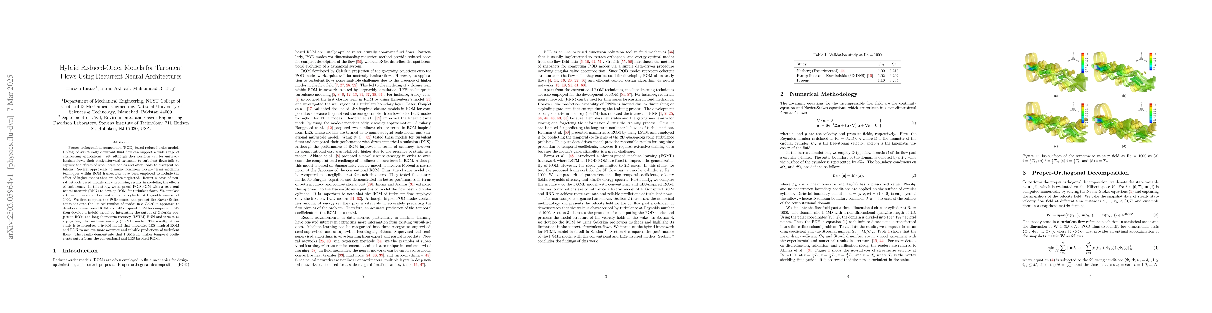 Thumbnail for Hybrid Reduced-Order Models for Turbulent Flows Using Recurrent Neural
  Architectures