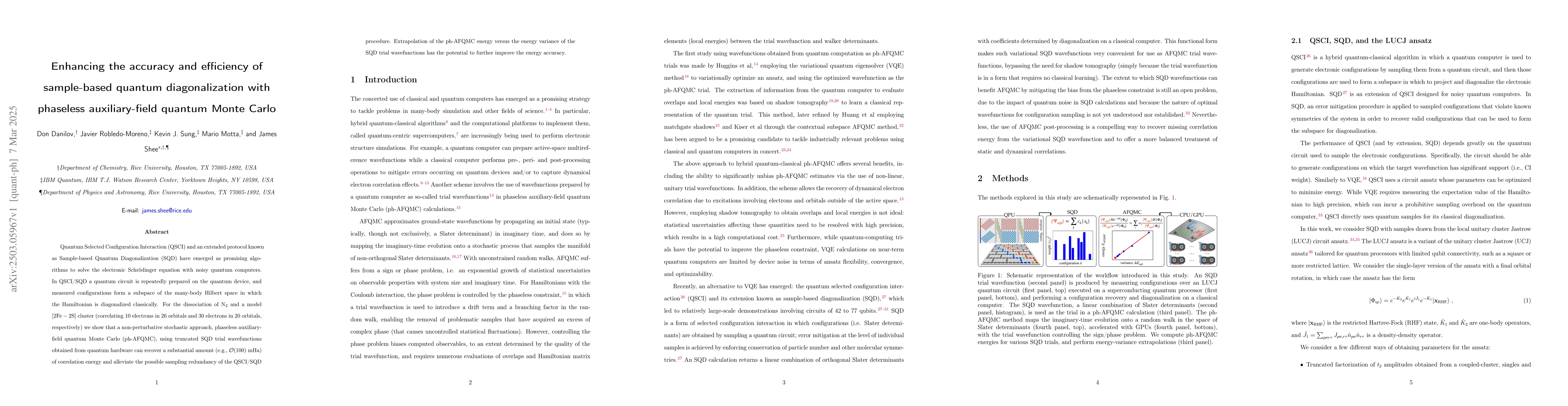 Thumbnail for Enhancing the accuracy and efficiency of sample-based quantum
  diagonalization with phaseless auxiliary-field quantum Monte Carlo