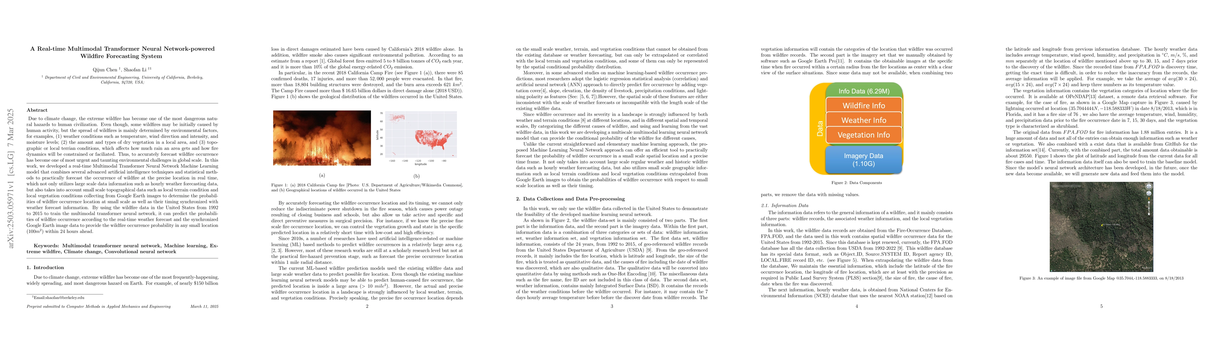 Thumbnail for A Real-time Multimodal Transformer Neural Network-powered Wildfire
  Forecasting System