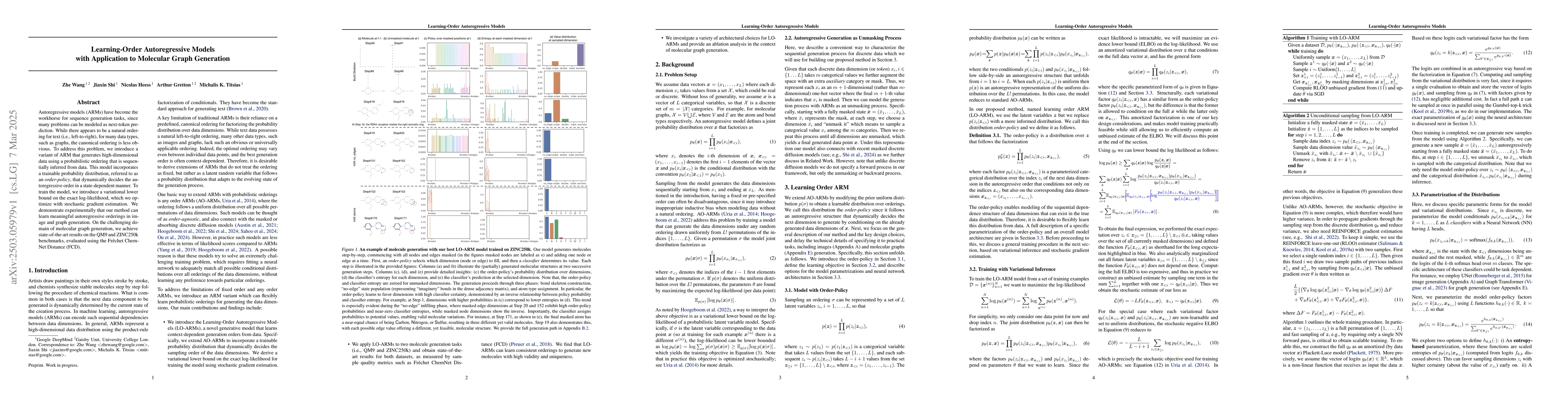 Thumbnail for Learning-Order Autoregressive Models with Application to Molecular Graph
  Generation