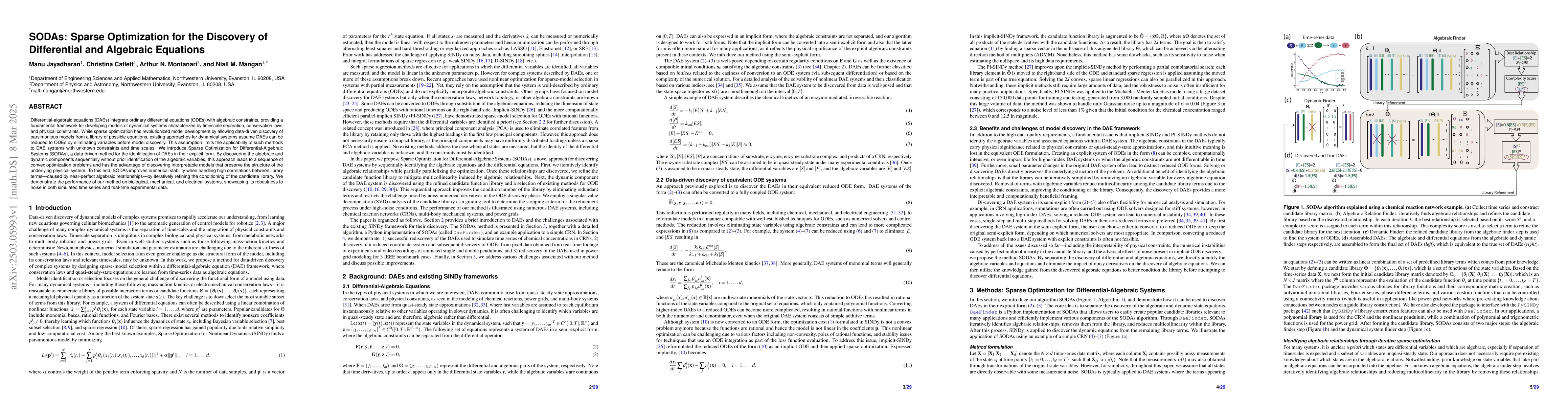 Thumbnail for SODAs: Sparse Optimization for the Discovery of Differential and
  Algebraic Equations