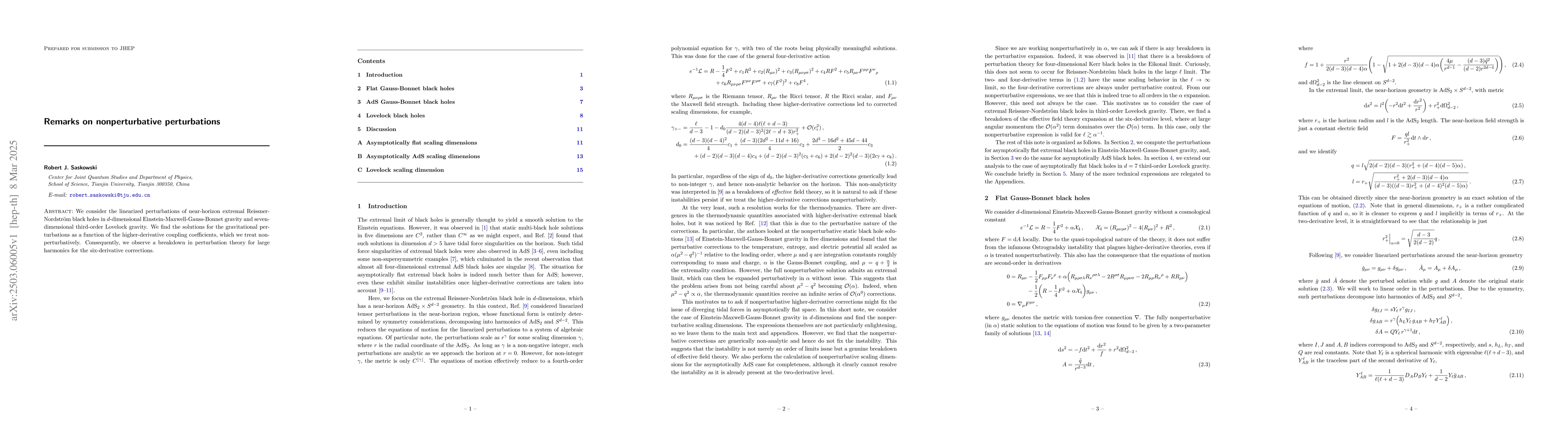 Thumbnail for Remarks on nonperturbative perturbations