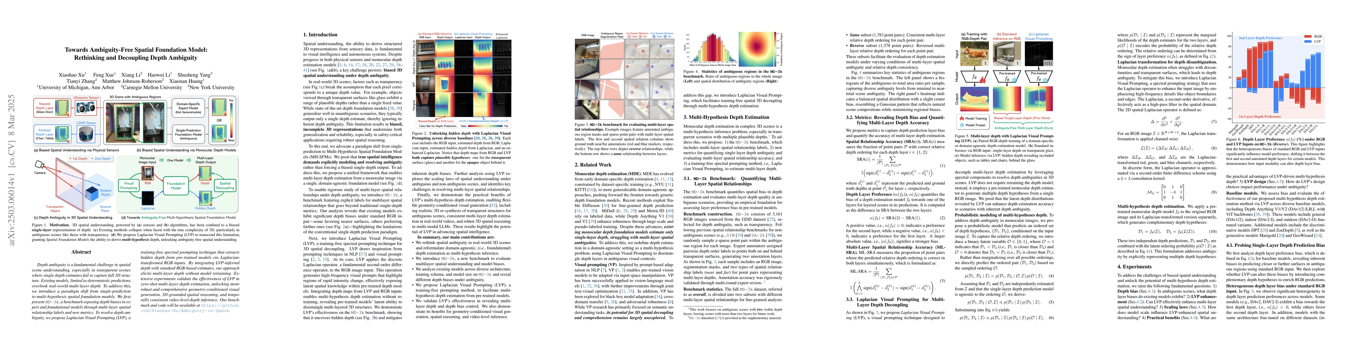 Thumbnail for Towards Ambiguity-Free Spatial Foundation Model: Rethinking and
  Decoupling Depth Ambiguity