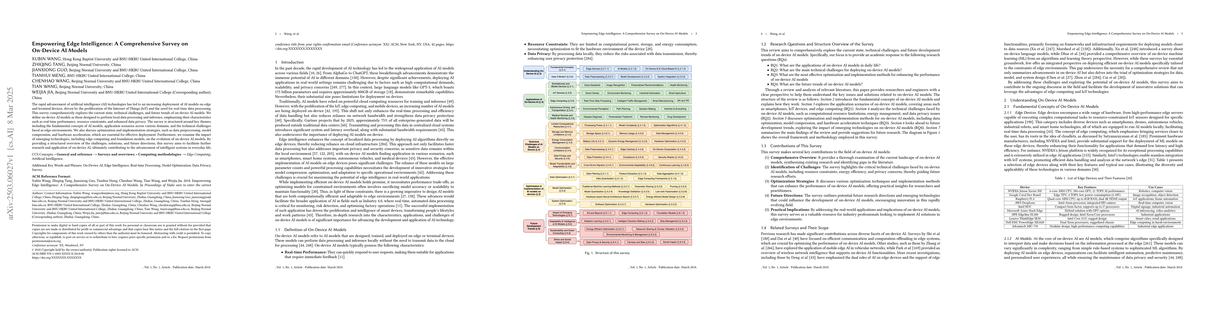 Thumbnail for Empowering Edge Intelligence: A Comprehensive Survey on On-Device AI
  Models