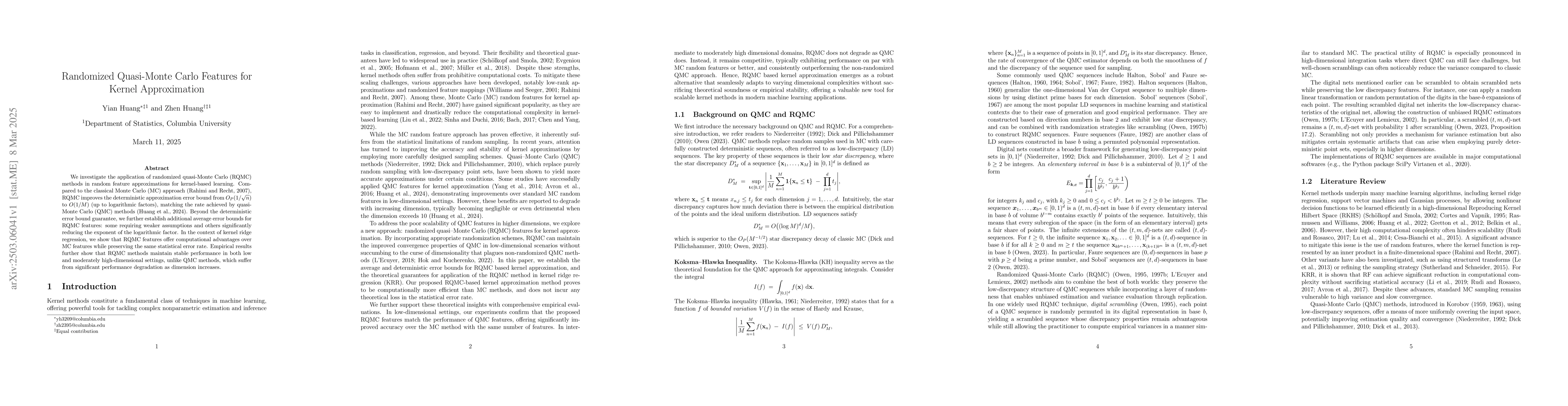 Thumbnail for Randomized Quasi-Monte Carlo Features for Kernel Approximation