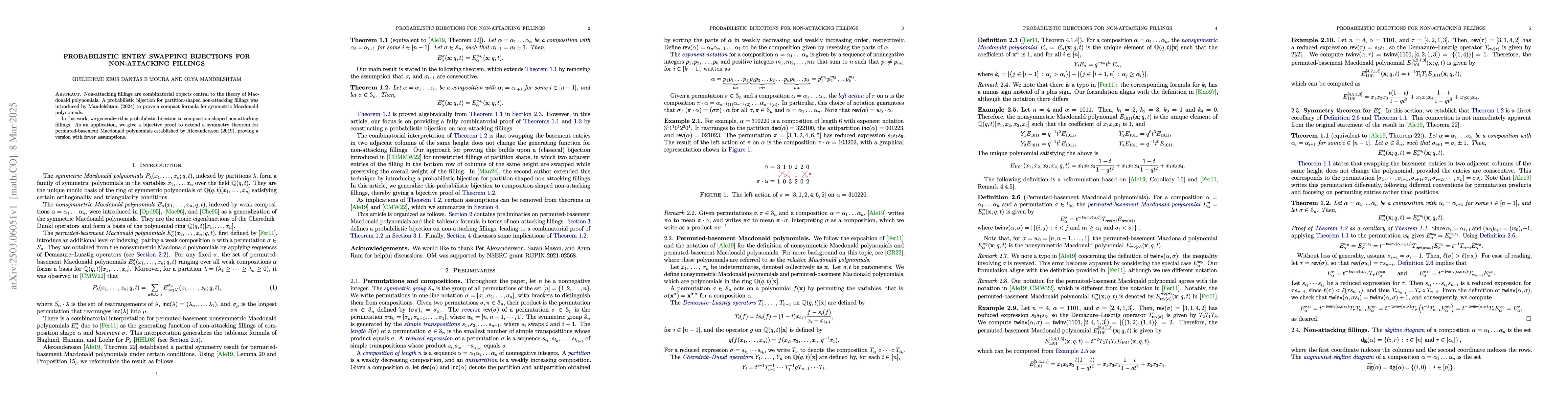 Thumbnail for Probabilistic Entry Swapping Bijections for Non-Attacking Fillings
