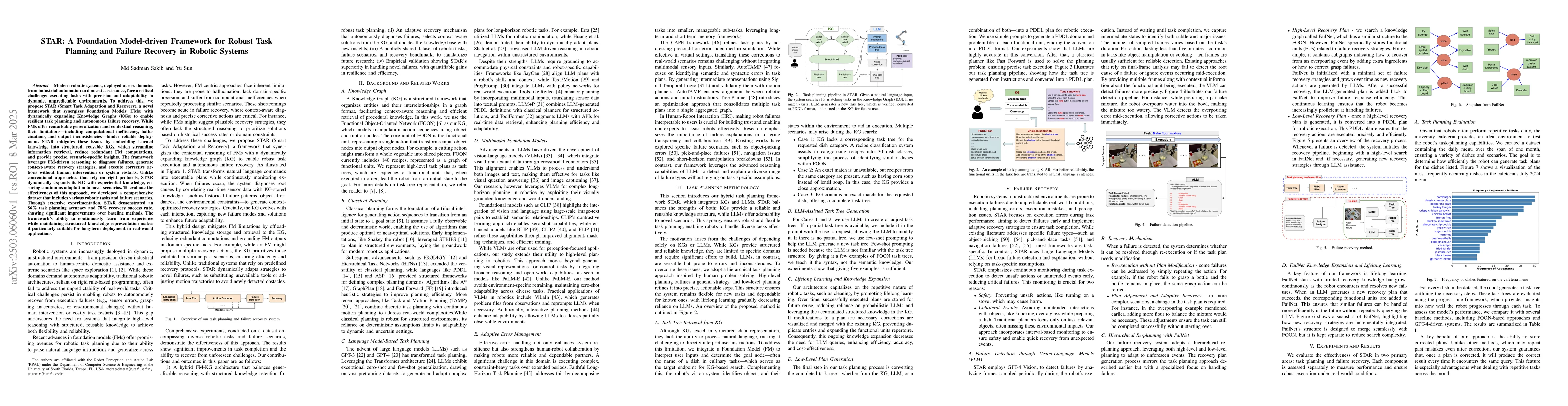 Thumbnail for STAR: A Foundation Model-driven Framework for Robust Task Planning and
  Failure Recovery in Robotic Systems