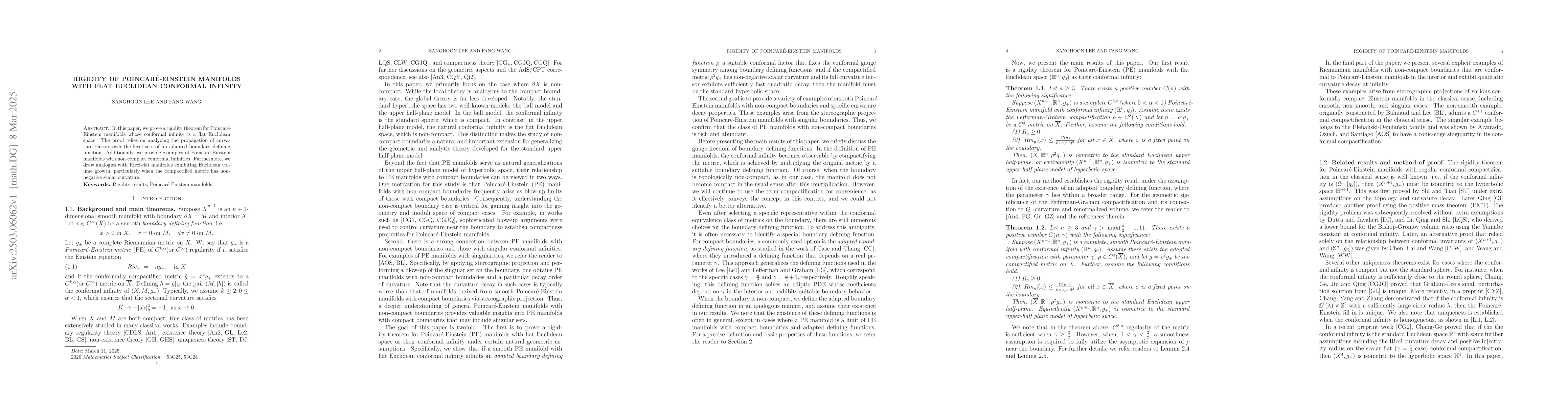 Thumbnail for Rigidity of Poincaré-Einstein manifolds with flat Euclidean conformal
  infinity