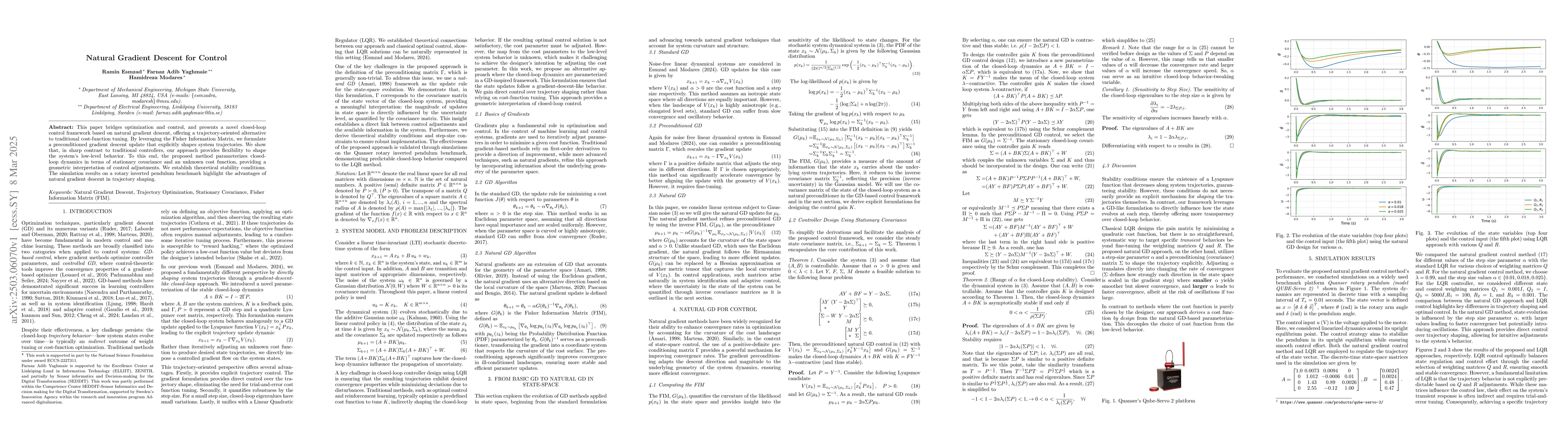 Thumbnail for Natural Gradient Descent for Control