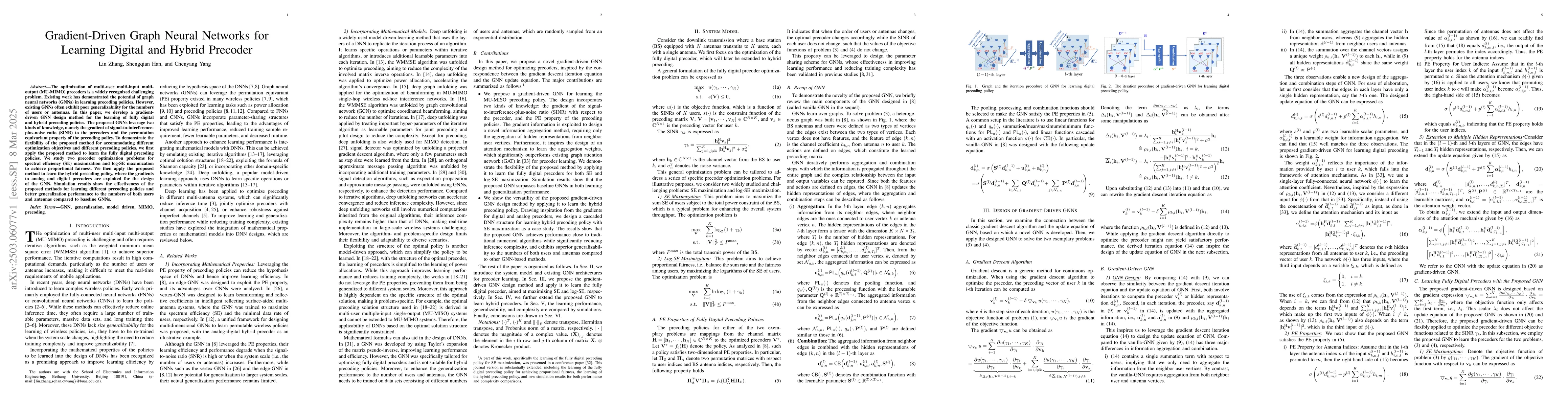 Thumbnail for Gradient-Driven Graph Neural Networks for Learning Digital and Hybrid
  Precoder
