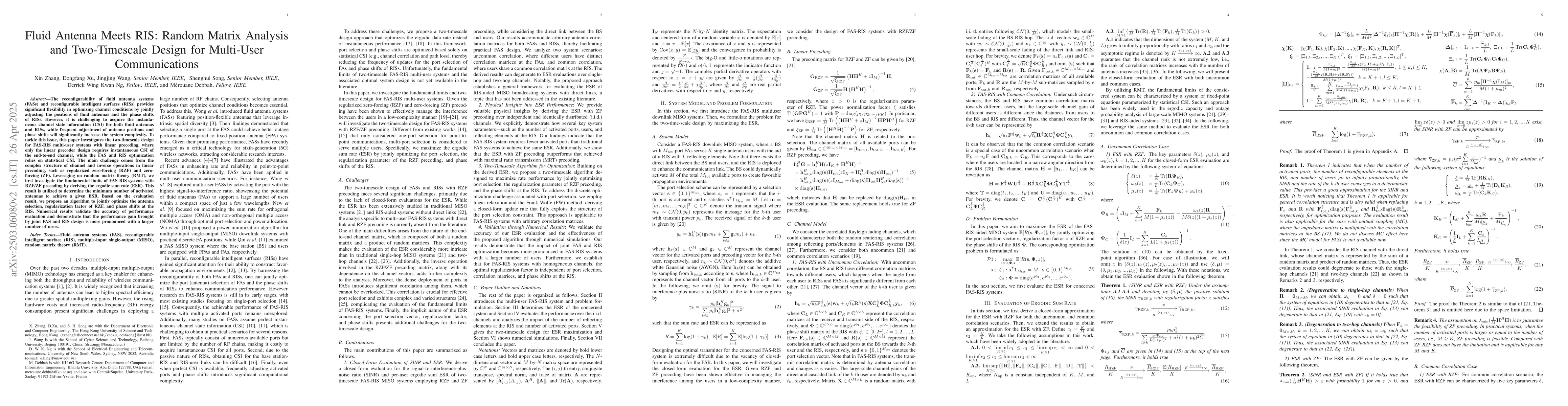Thumbnail for Fluid Antenna Meets RIS: Random Matrix Analysis and Two-Timescale Design
  for Multi-User Communications