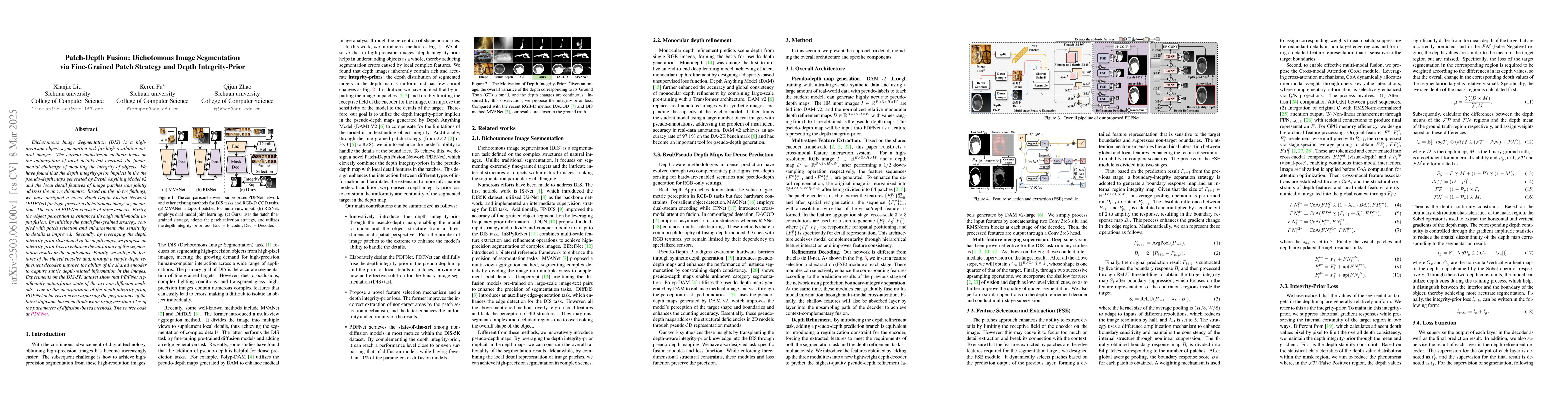 Thumbnail for Patch-Depth Fusion: Dichotomous Image Segmentation via Fine-Grained
  Patch Strategy and Depth Integrity-Prior