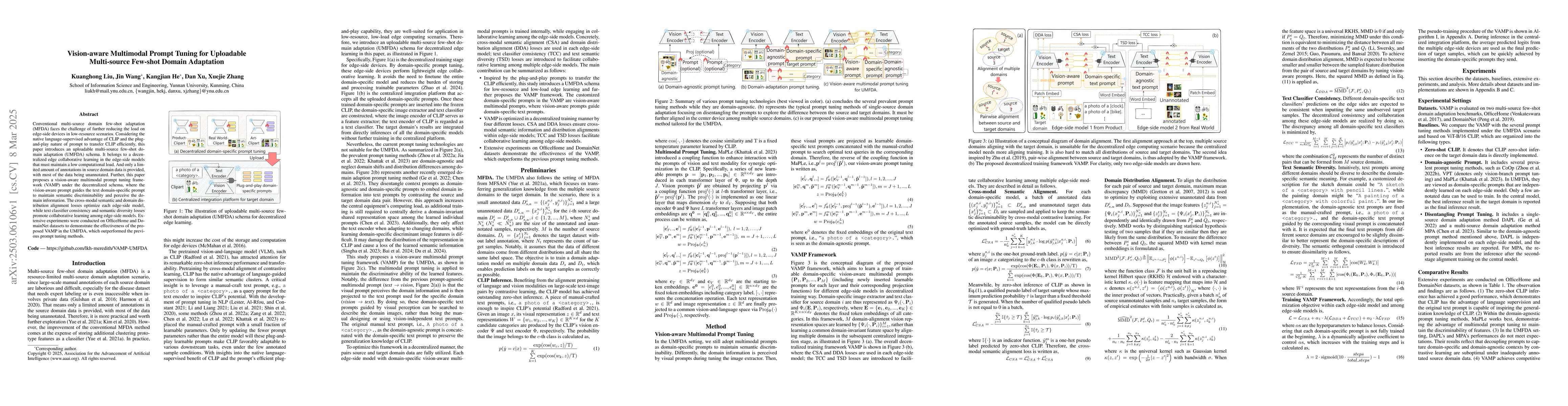Thumbnail for Vision-aware Multimodal Prompt Tuning for Uploadable Multi-source
  Few-shot Domain Adaptation