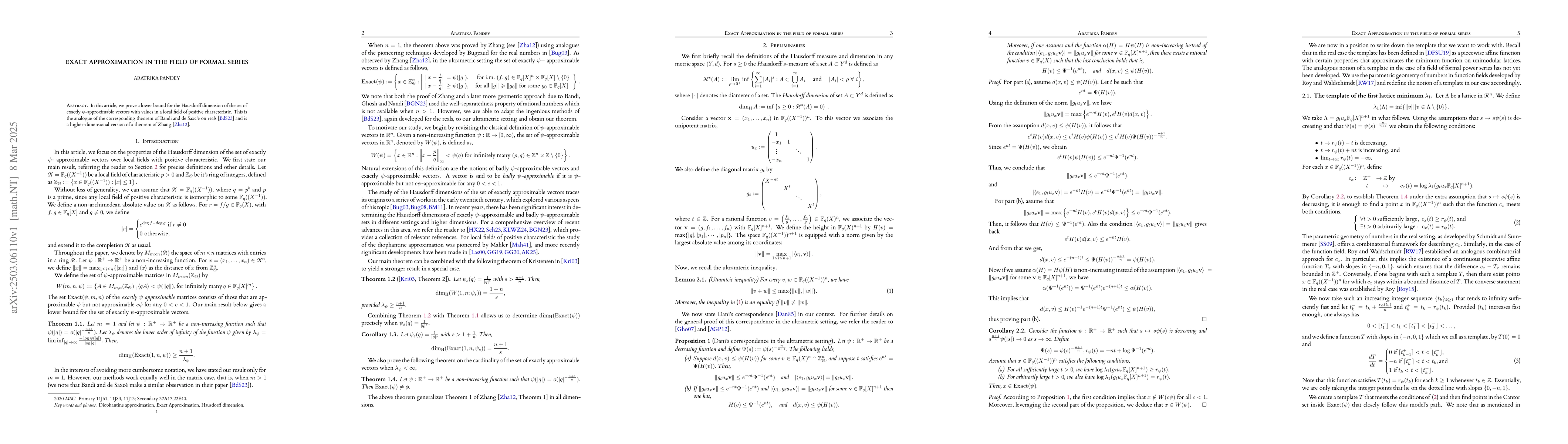 Thumbnail for Exact Approximation In The Field Of Formal Series