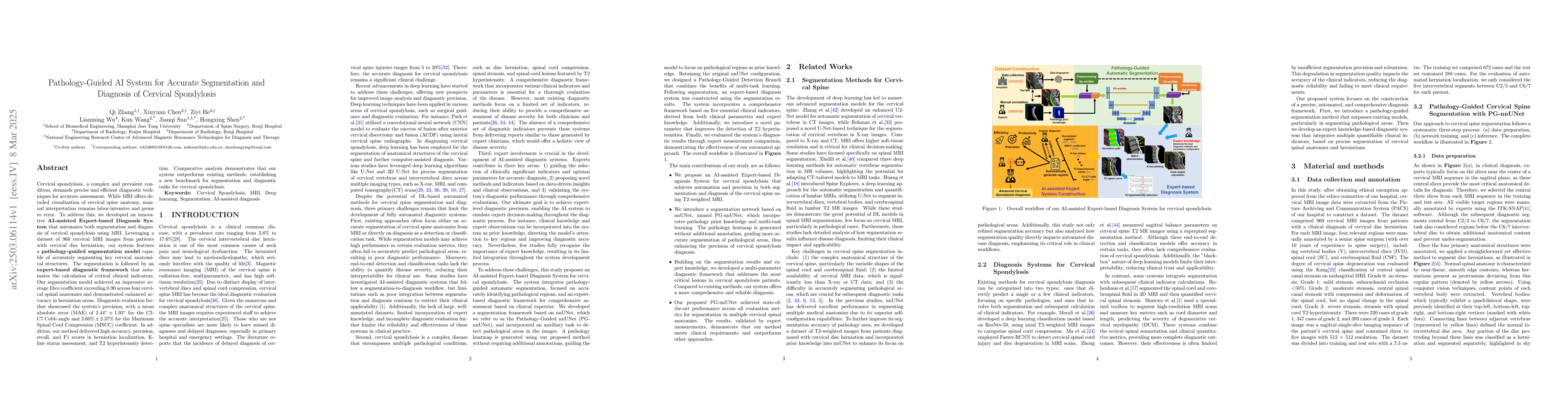 Thumbnail for Pathology-Guided AI System for Accurate Segmentation and Diagnosis of
  Cervical Spondylosis