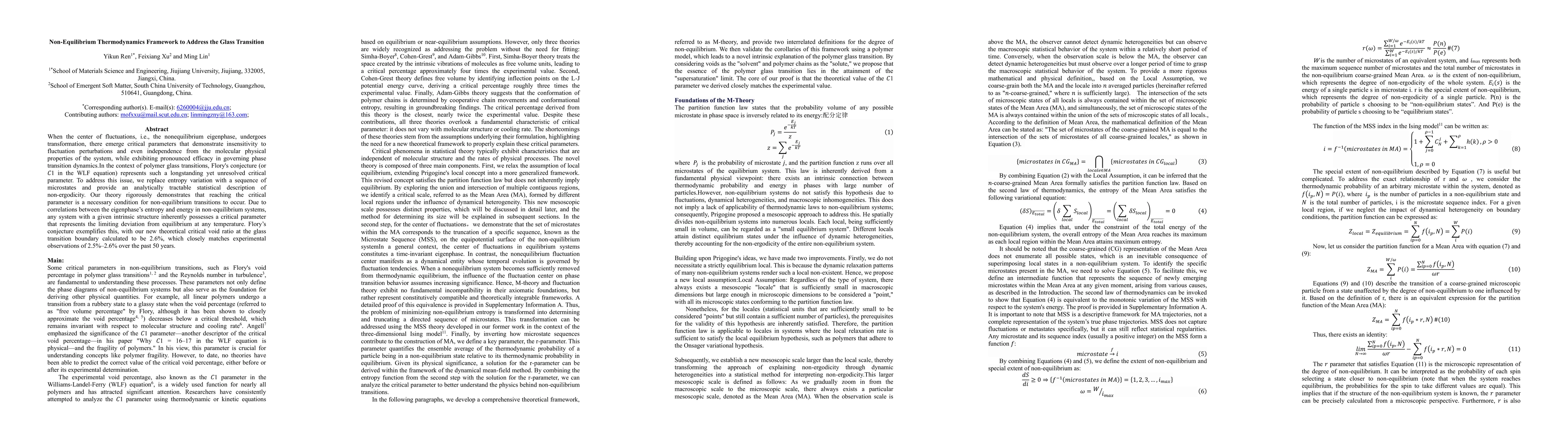 Thumbnail for Non-Equilibrium Thermodynamics Framework to Address the Glass Transition