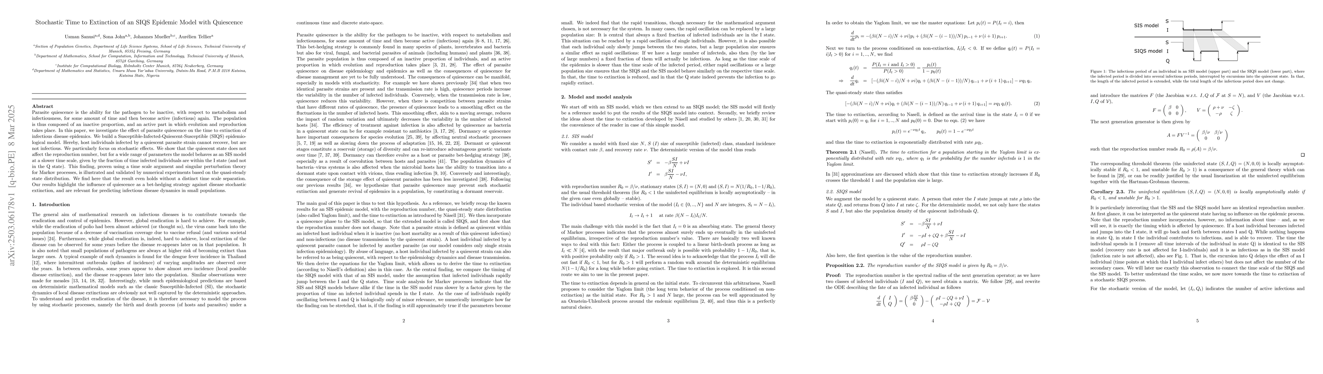 Thumbnail for Stochastic Time to Extinction of an SIQS Epidemic Model with Quiescence