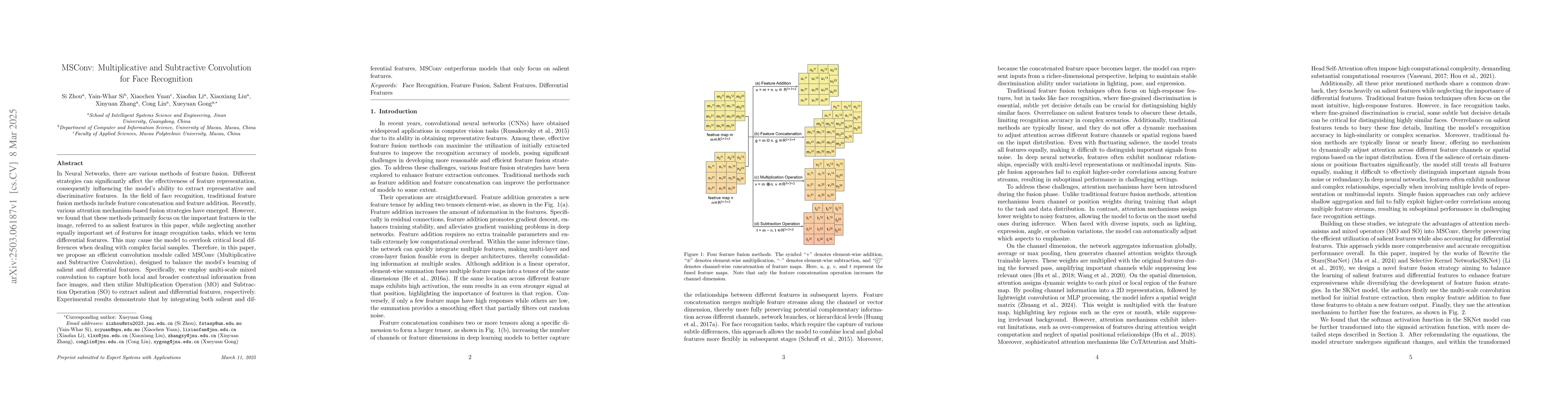 Thumbnail for MSConv: Multiplicative and Subtractive Convolution for Face Recognition
