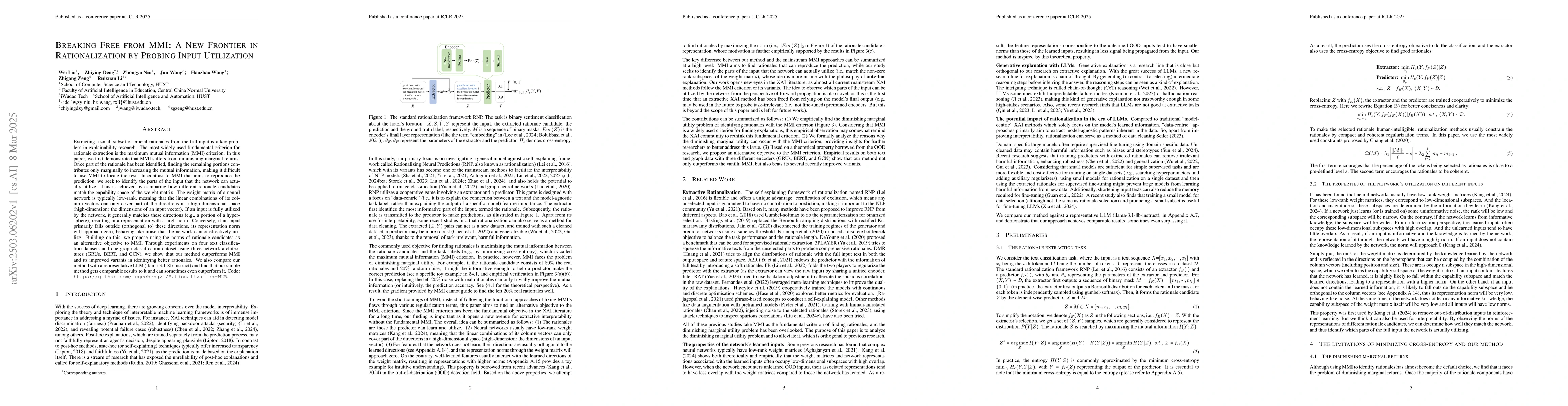 Thumbnail for Breaking Free from MMI: A New Frontier in Rationalization by Probing
  Input Utilization