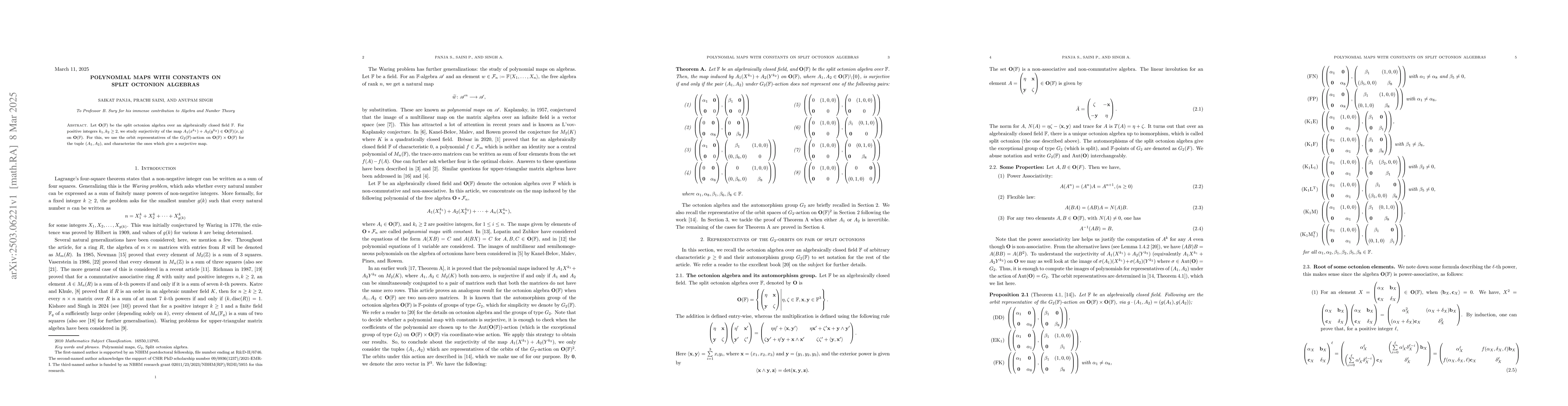 Thumbnail for Polynomial maps with constants on split octonion algebras