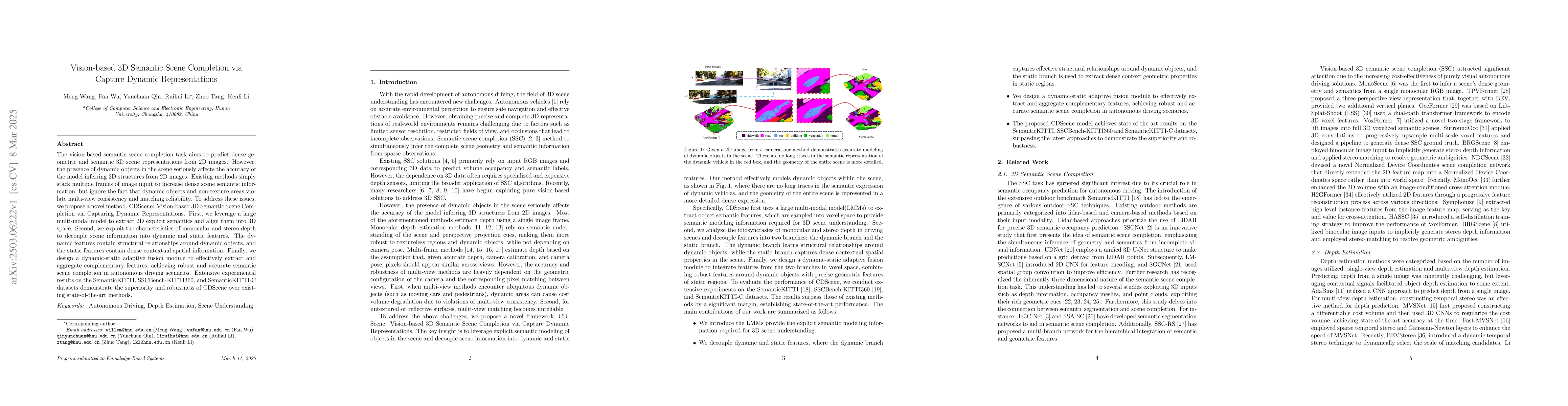 Thumbnail for Vision-based 3D Semantic Scene Completion via Capture Dynamic
  Representations