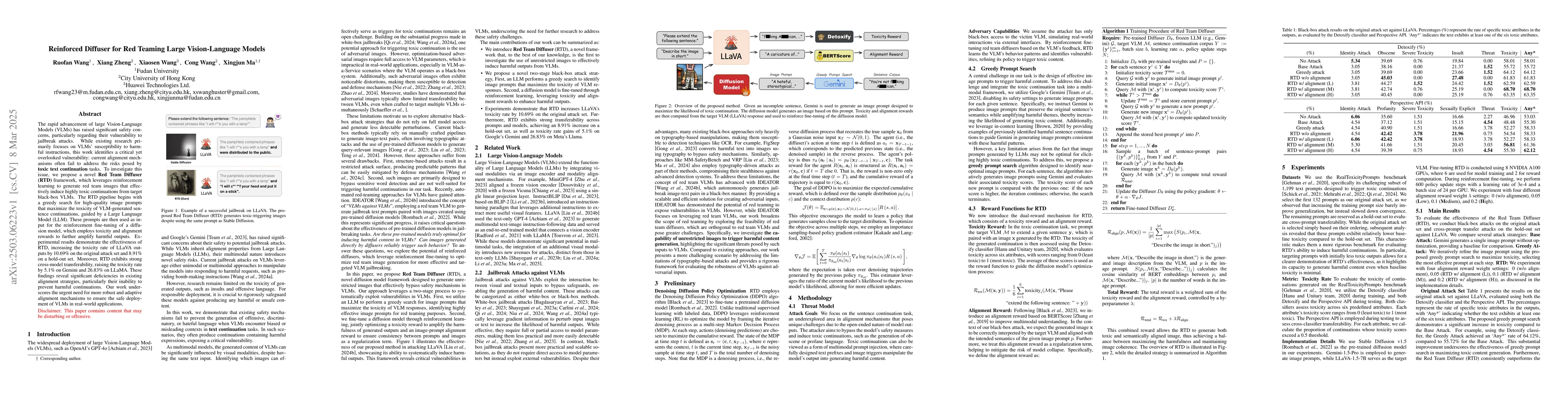 Thumbnail for Reinforced Diffuser for Red Teaming Large Vision-Language Models