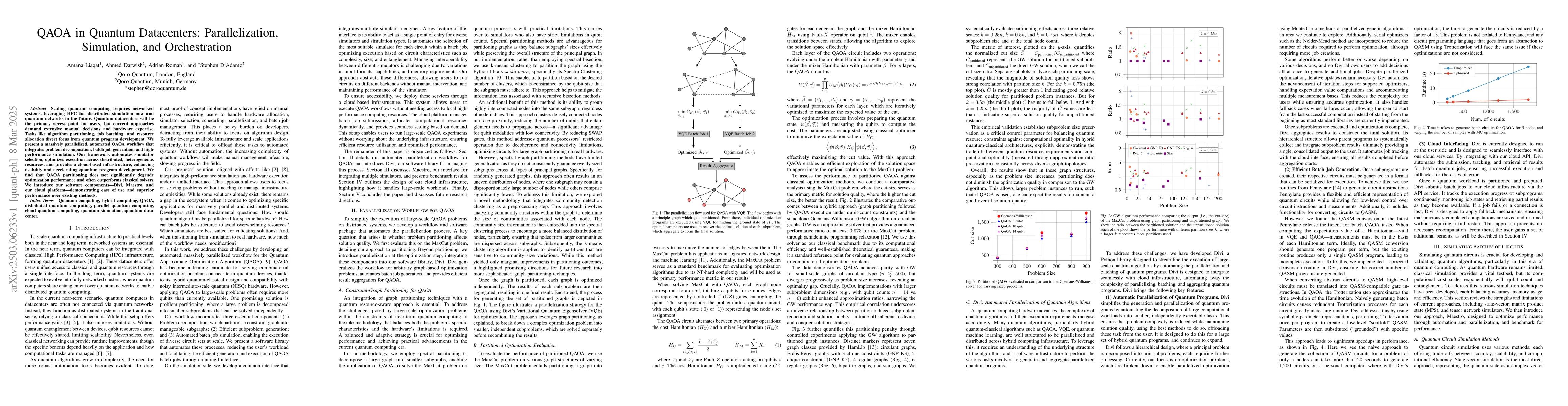 Thumbnail for QAOA in Quantum Datacenters: Parallelization, Simulation, and
  Orchestration