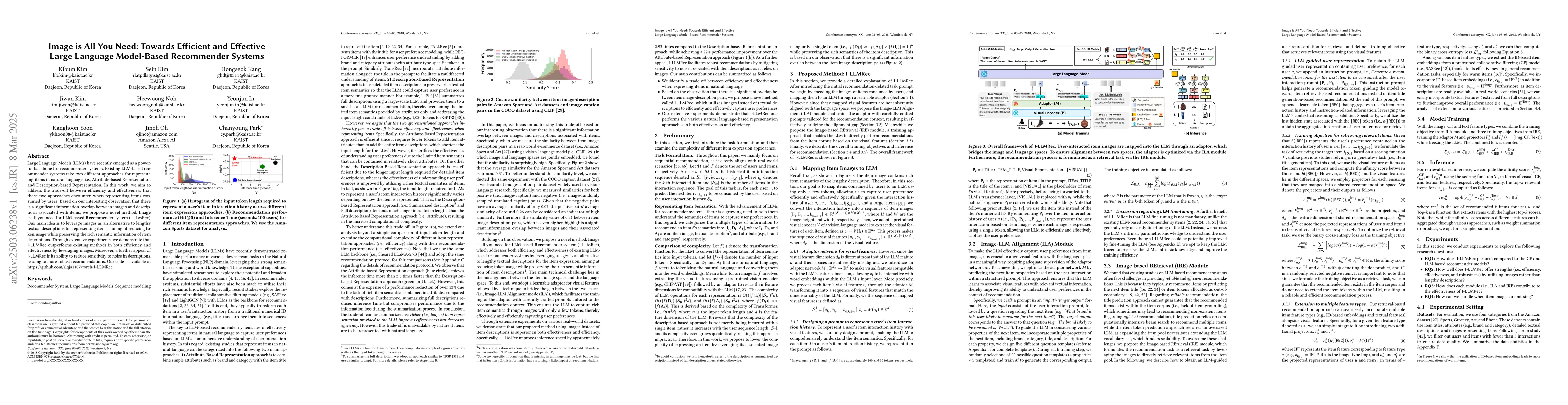 Thumbnail for Image is All You Need: Towards Efficient and Effective Large Language
  Model-Based Recommender Systems