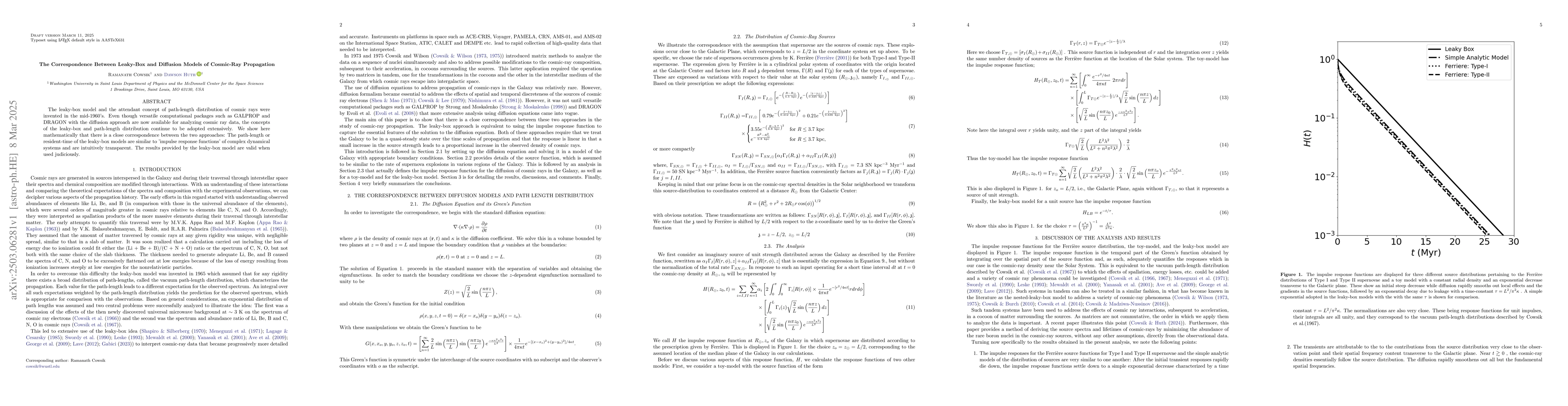 Thumbnail for The Correspondence Between Leaky-Box and Diffusion Models of Cosmic-Ray
  Propagation