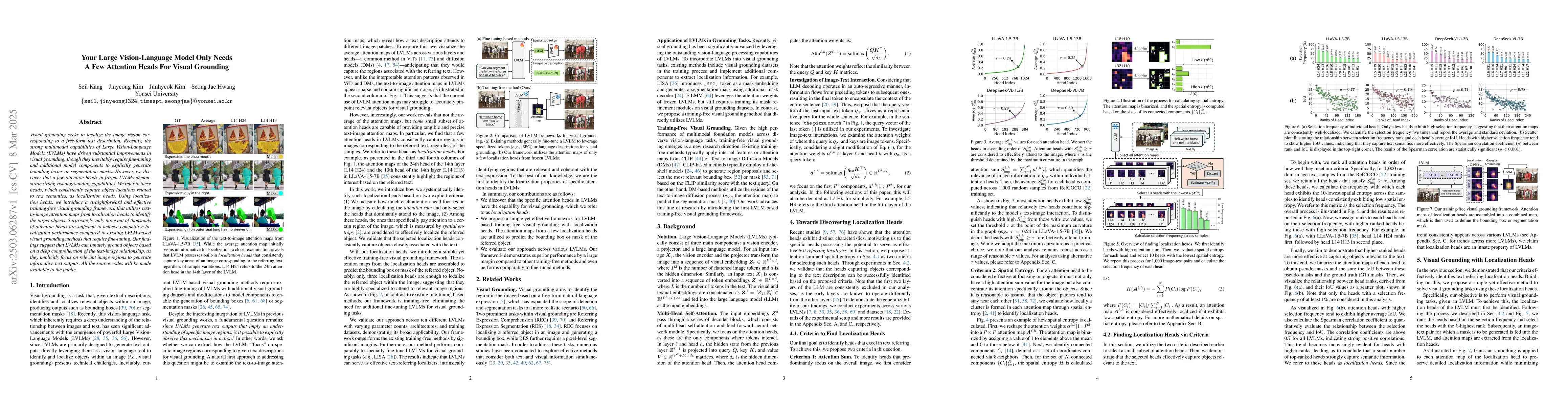 Thumbnail for Your Large Vision-Language Model Only Needs A Few Attention Heads For
  Visual Grounding