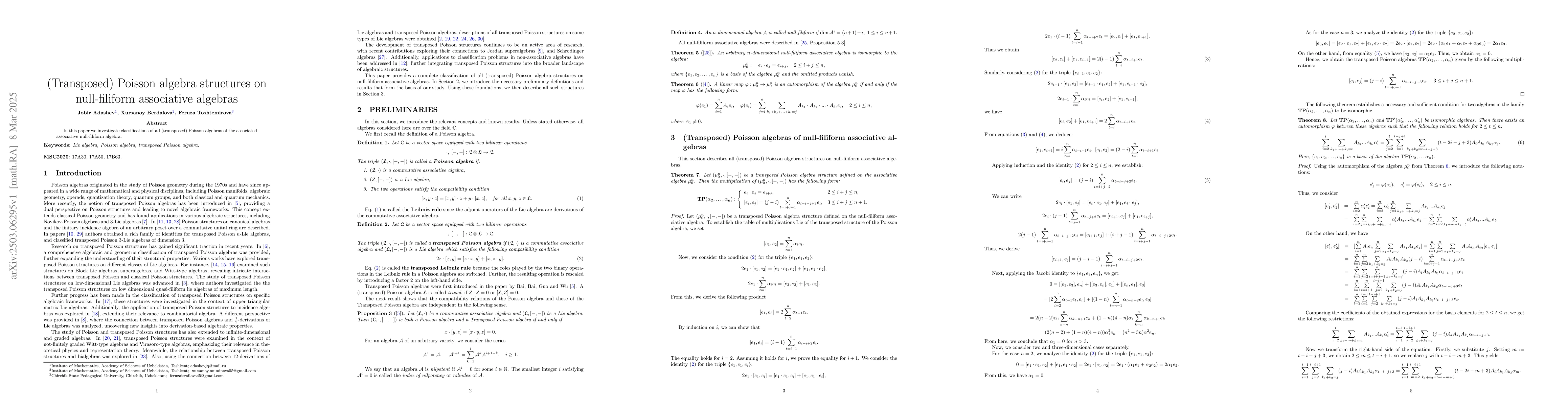 Thumbnail for (Transposed) Poisson algebra structures on null-filiform associative
  algebras