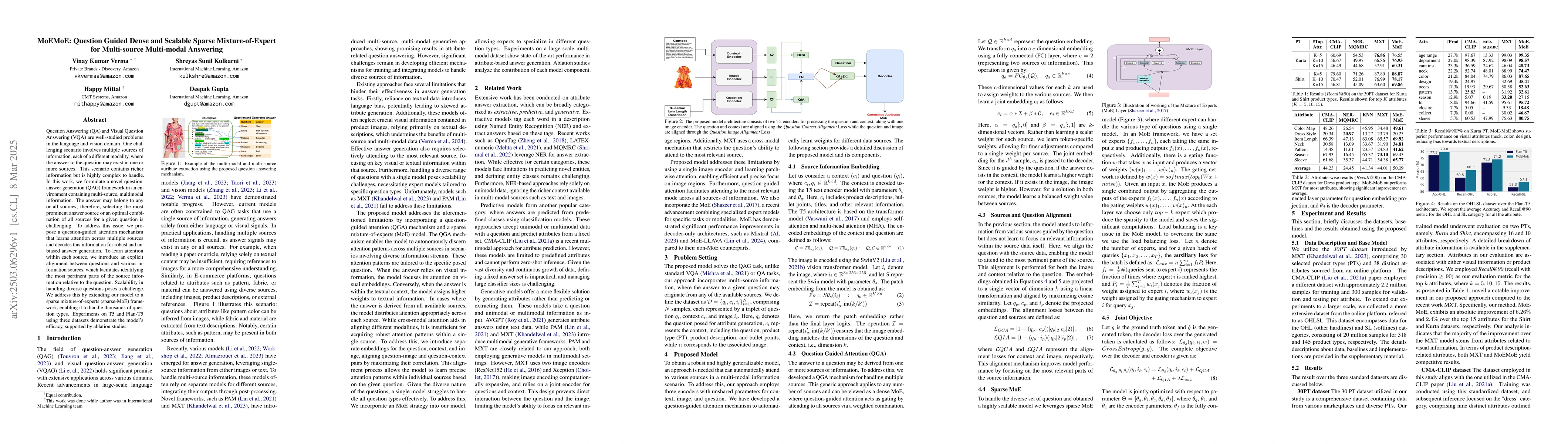 Thumbnail for MoEMoE: Question Guided Dense and Scalable Sparse Mixture-of-Expert for
  Multi-source Multi-modal Answering