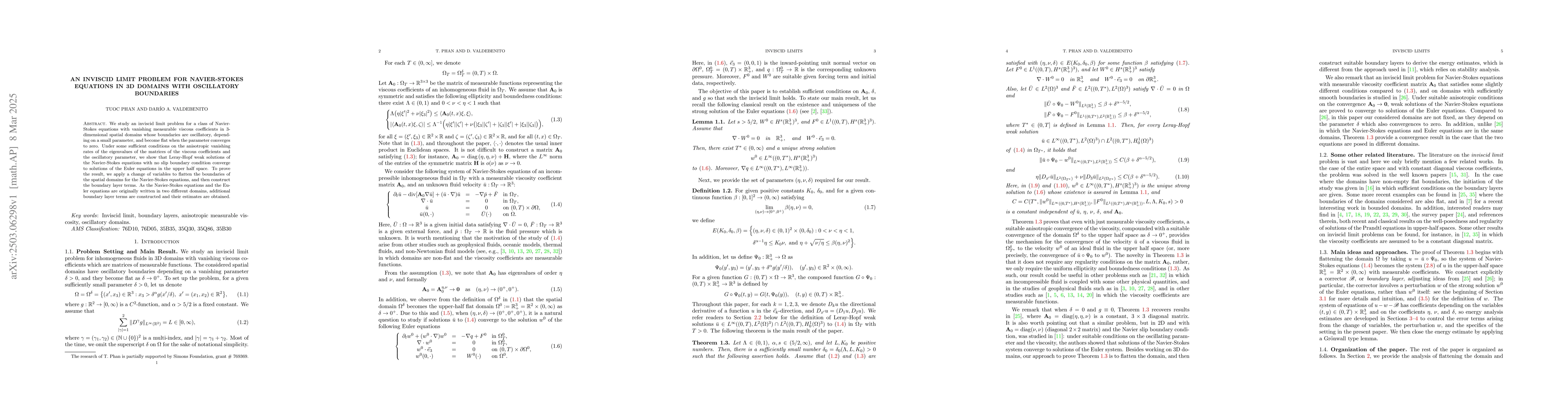 Thumbnail for An inviscid limit problem for Navier-Stokes equations in 3D domains with
  oscillatory boundaries