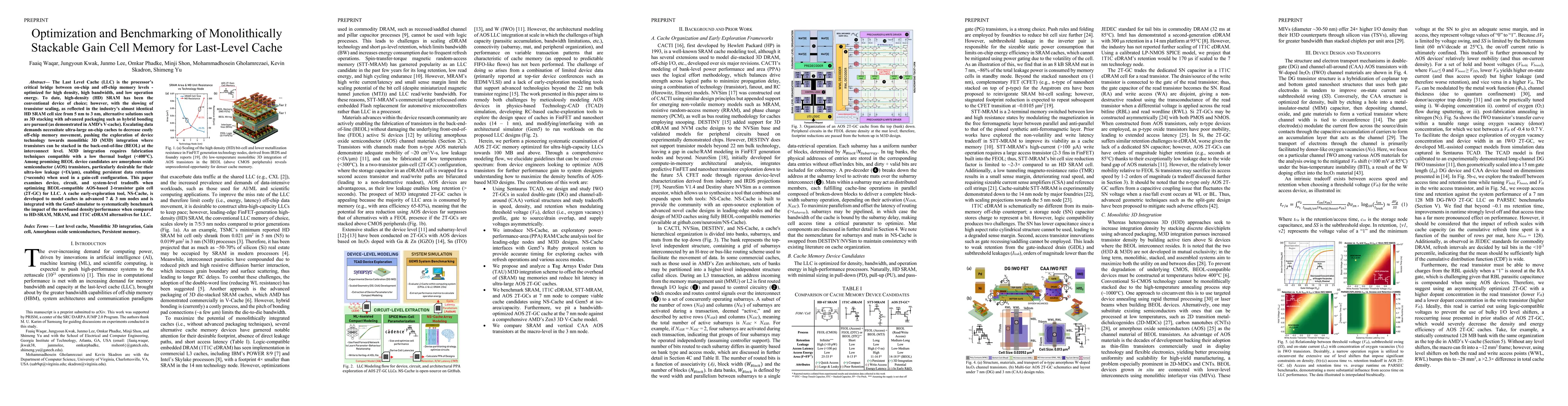 Thumbnail for Optimization and Benchmarking of Monolithically Stackable Gain Cell
  Memory for Last-Level Cache