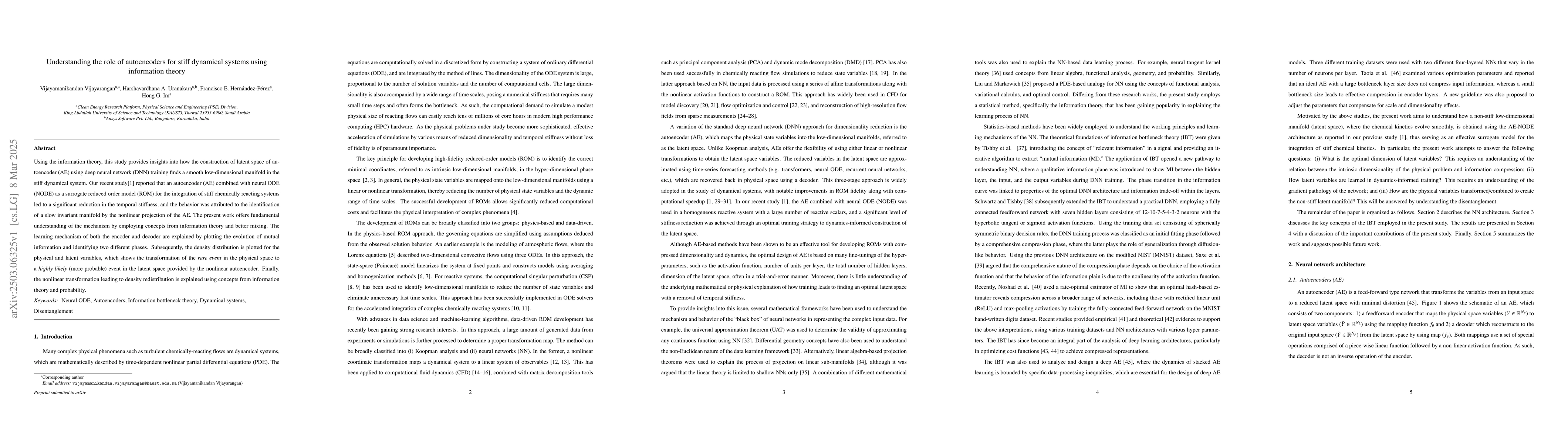 Thumbnail for Understanding the role of autoencoders for stiff dynamical systems using
  information theory