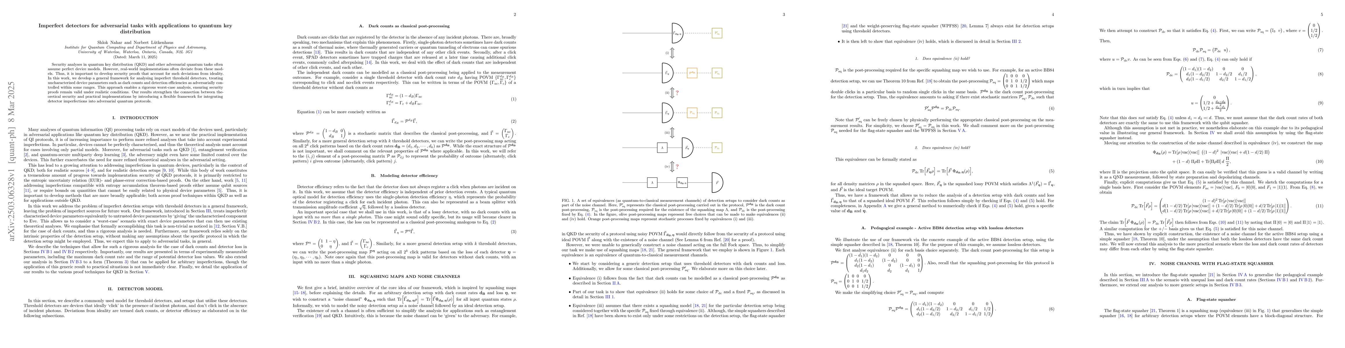 Thumbnail for Imperfect detectors for adversarial tasks with applications to quantum
  key distribution