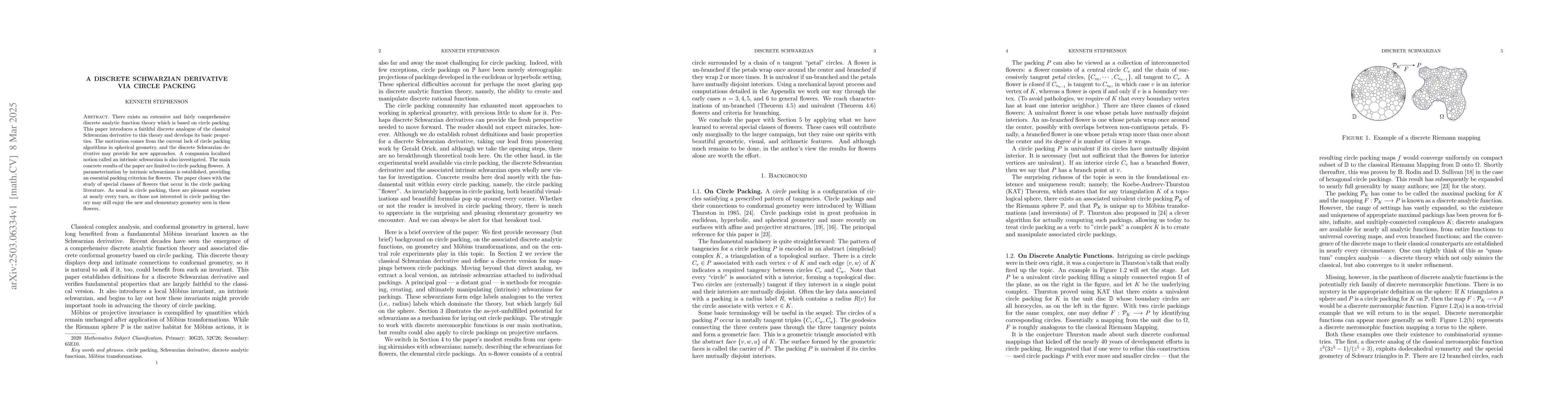 Thumbnail for A discrete Schwarzian derivative via circle packing