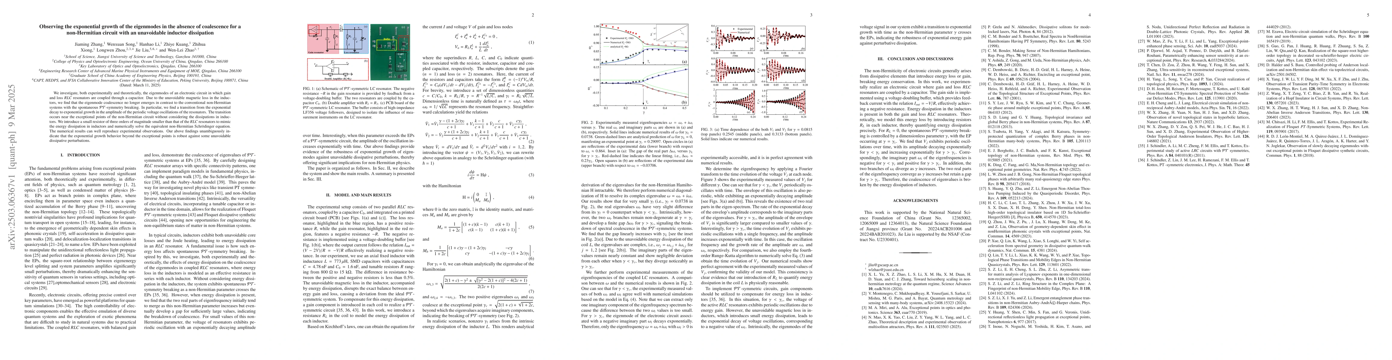 Thumbnail for Observing the exponential growth of the eigenmodes in the absence of
  coalescence for a non-Hermitian circuit with an unavoidable inductor
  dissipation