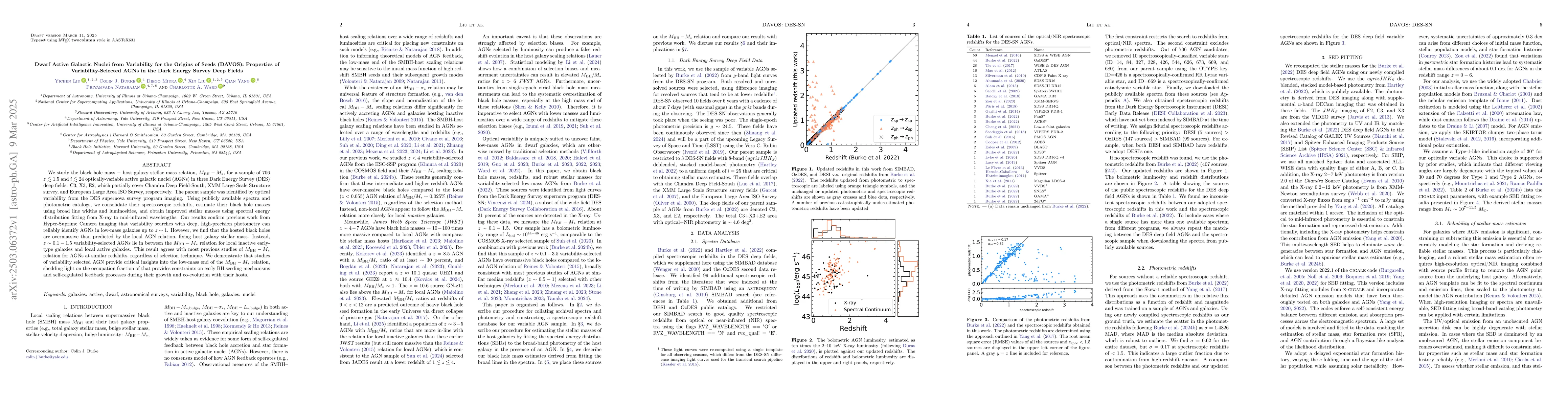Thumbnail for Dwarf Active Galactic Nuclei from Variability for the Origins of Seeds
  (DAVOS): Properties of Variability-Selected AGNs in the Dark Energy Survey
  Deep Fields