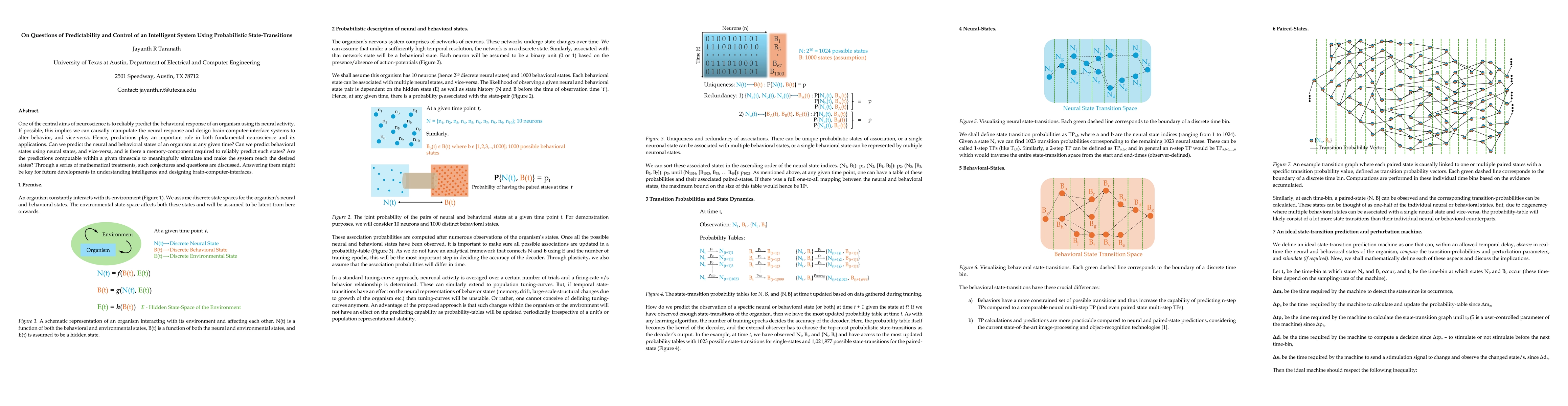 Thumbnail for On Questions of Predictability and Control of an Intelligent System
  Using Probabilistic State-Transitions